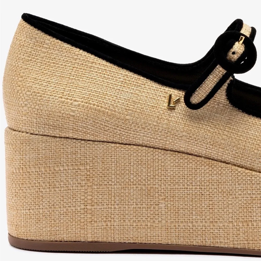 LARROUDÉ Blair Flatform - Beige Raffia